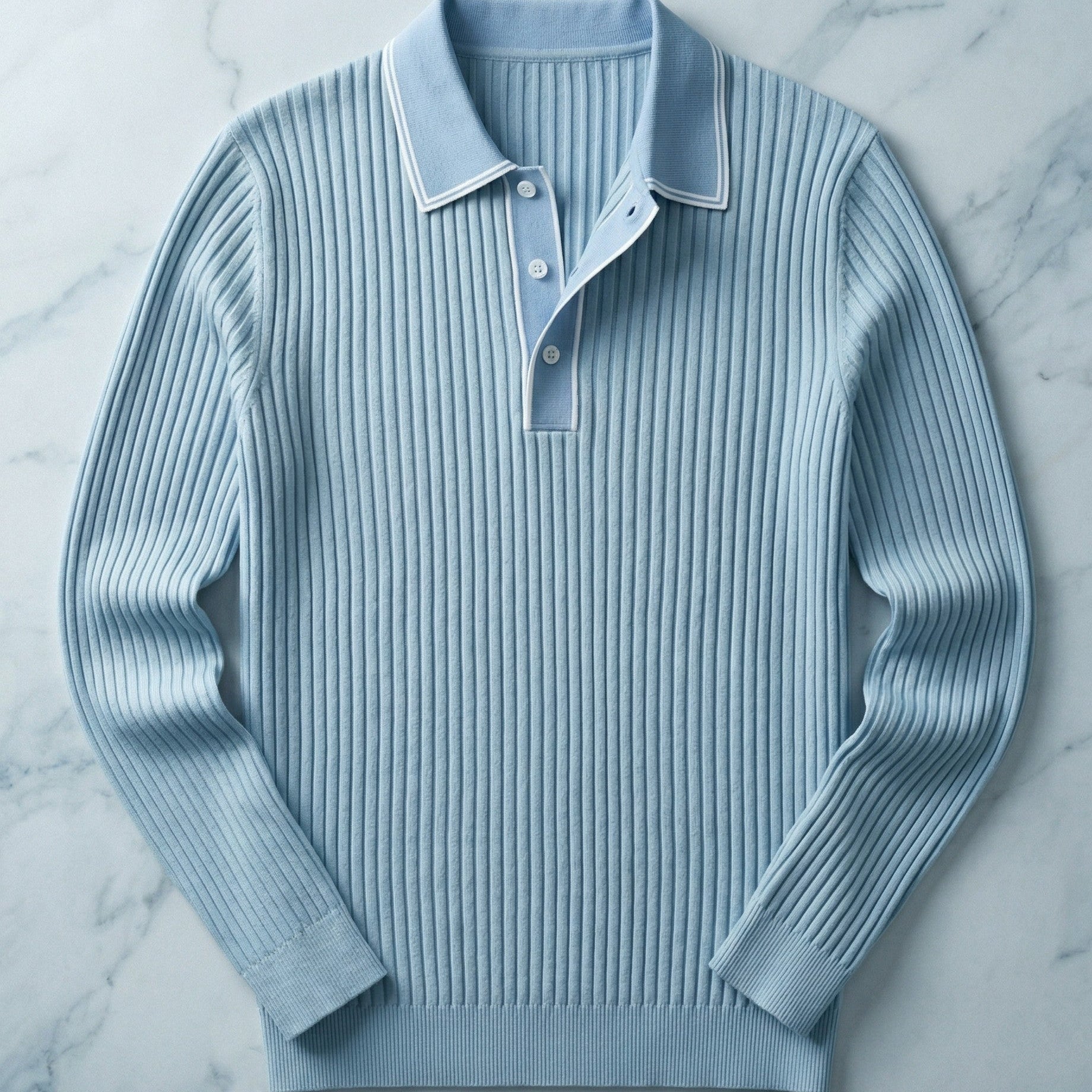 Polo In Maglia A Coste Con Colletto Classico