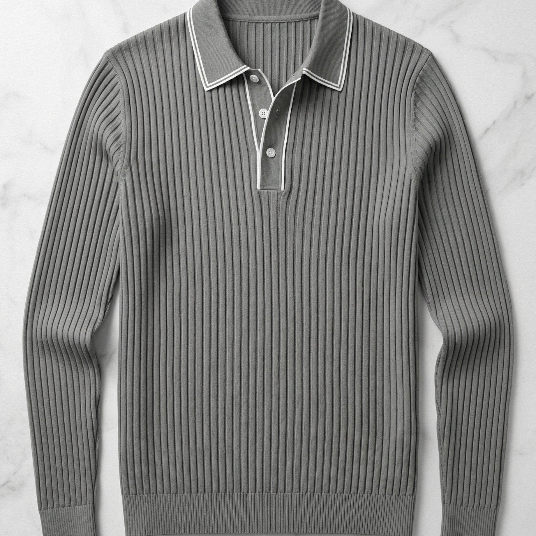 Polo In Maglia A Coste Con Colletto Classico