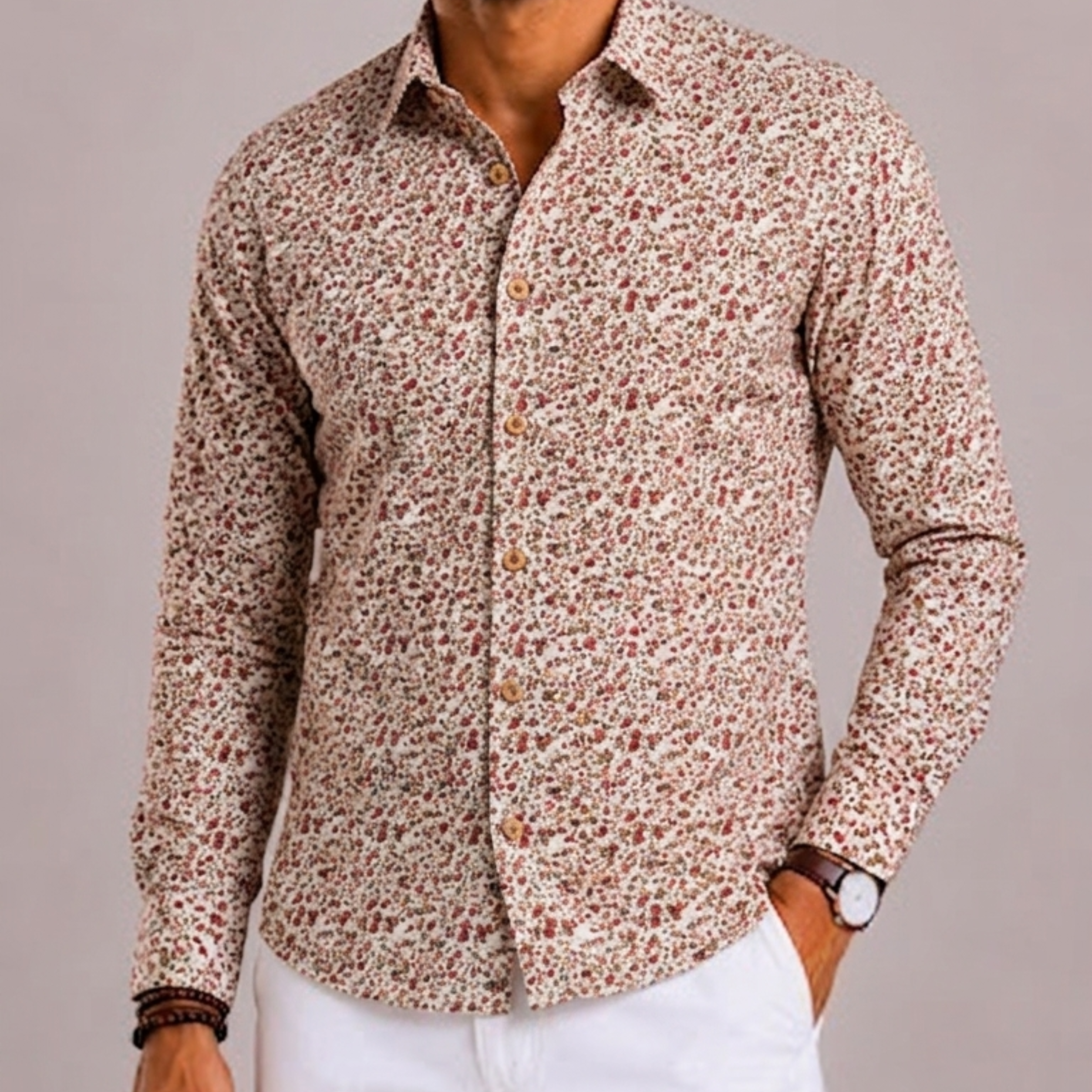 Camicia Floreale Con Colletto Classico