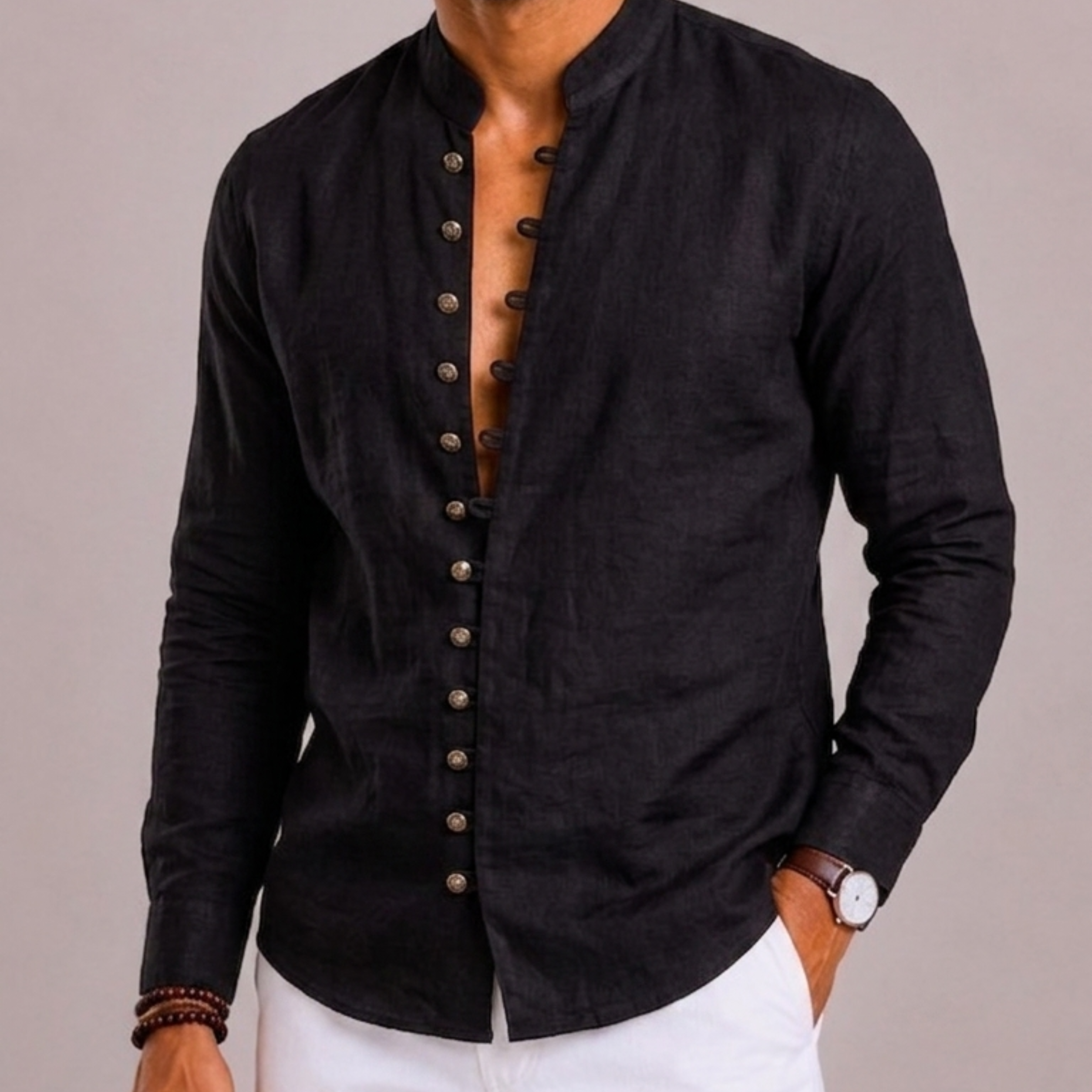 Maison Velutti | Camicia Con Colletto Coreano E Maniche Lunghe