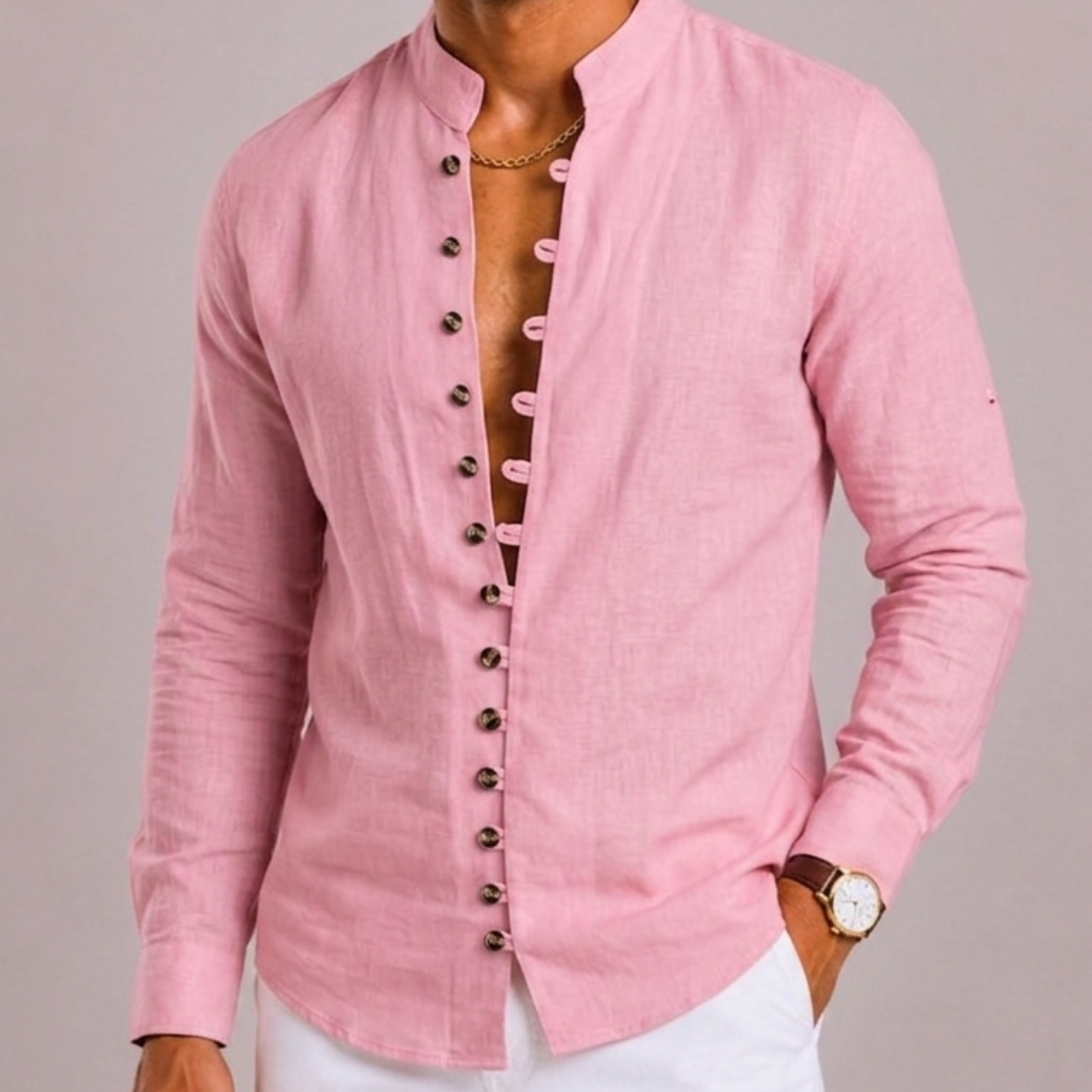 Maison Velutti | Camicia Con Colletto Coreano E Maniche Lunghe