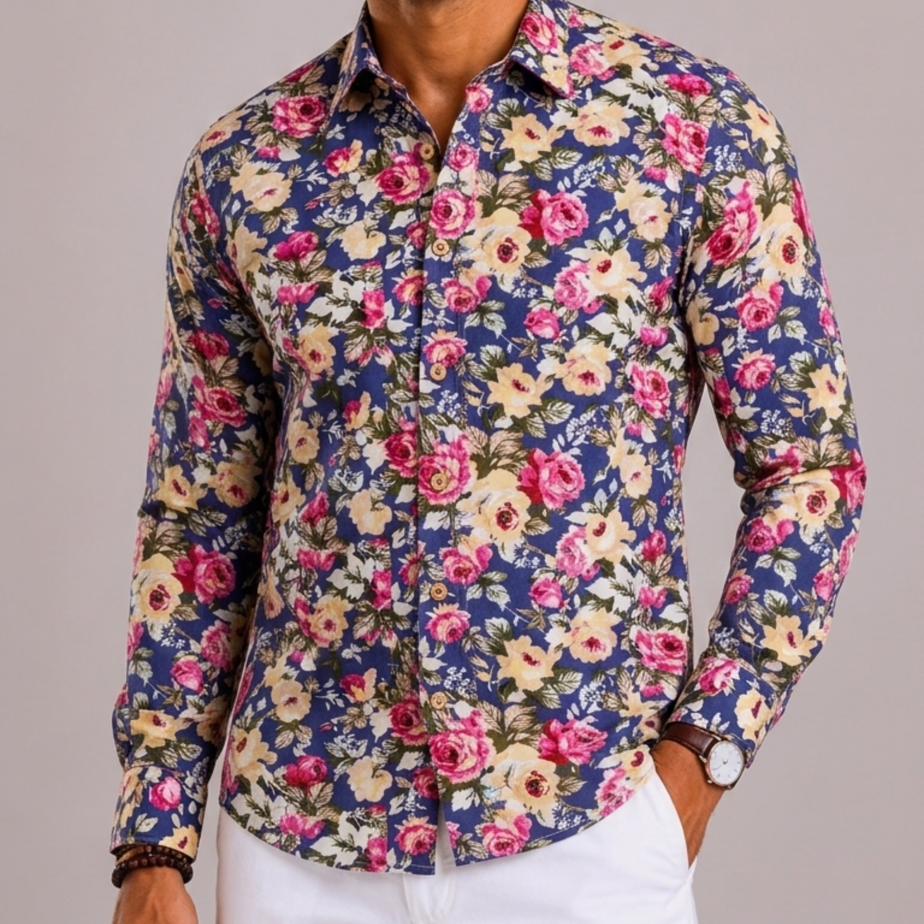 Camicia Floreale Con Colletto Classico