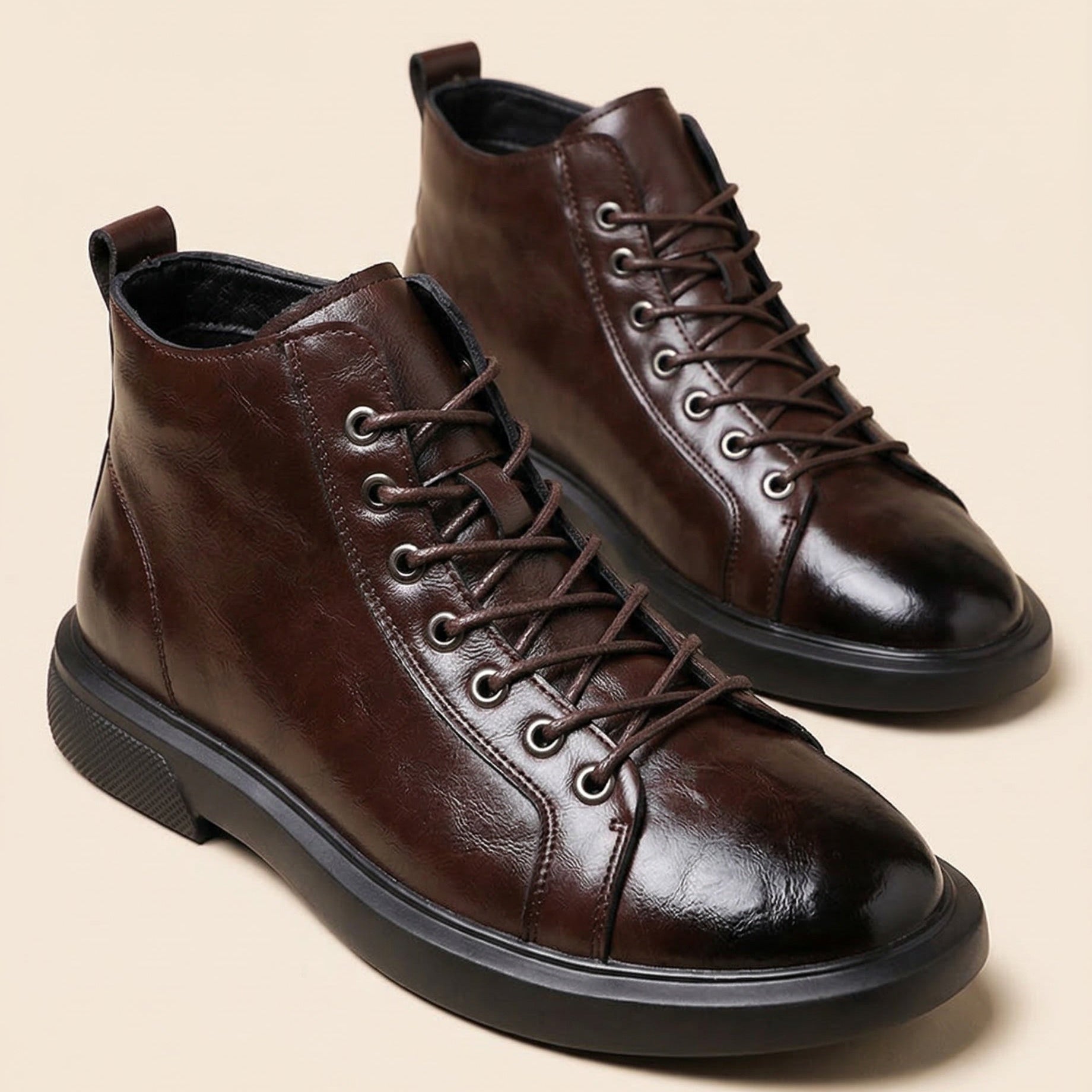 Scarpe In Pelle Con Lacci Da Uomo