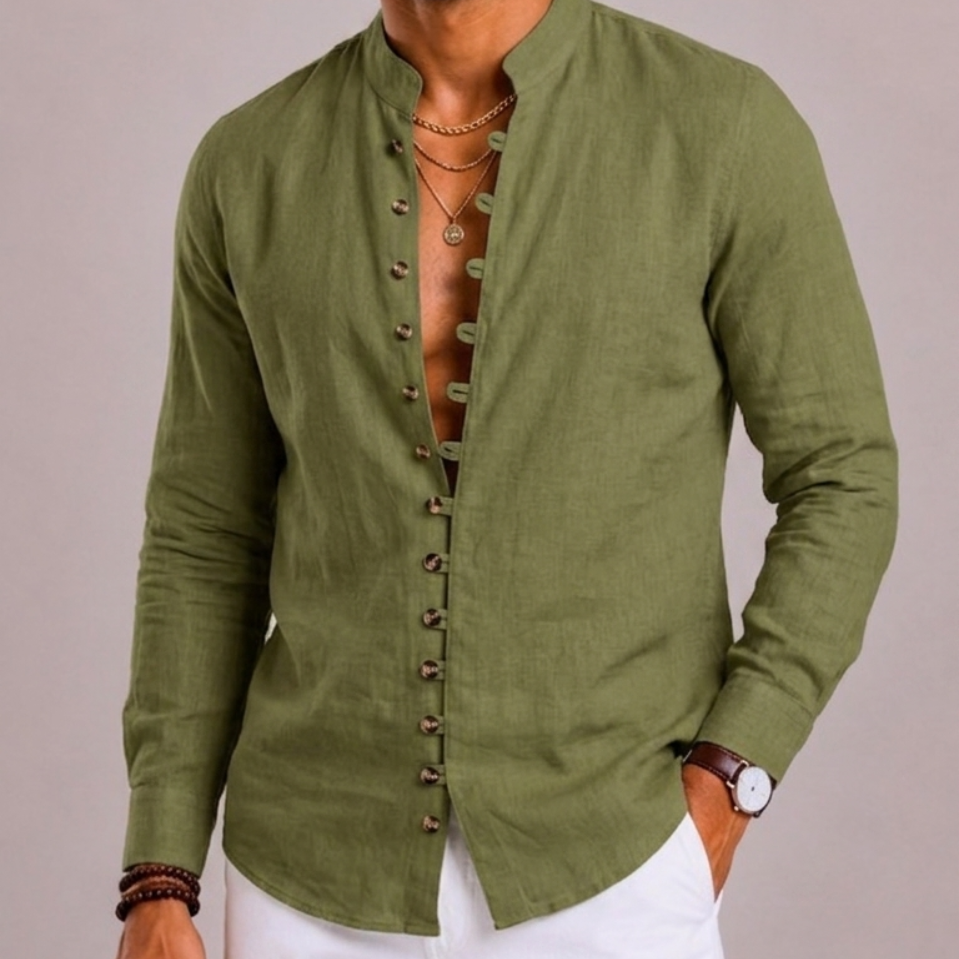 Maison Velutti | Camicia Con Colletto Coreano E Maniche Lunghe