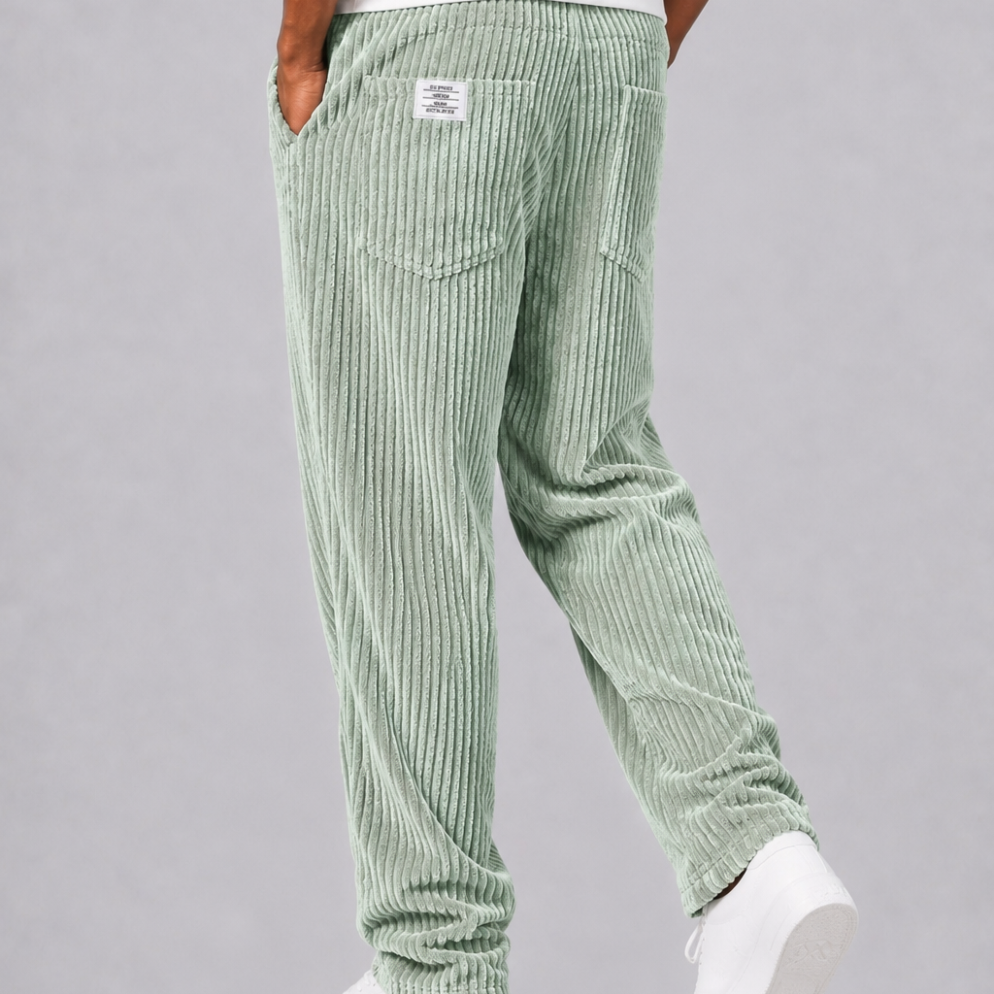 Pantaloni In Velluto A Coste Con Vita Elasticizzata