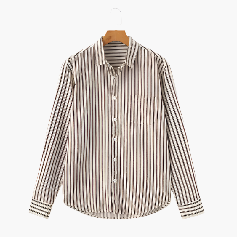 Camicia A Righe Verticali Con Colletto Classico