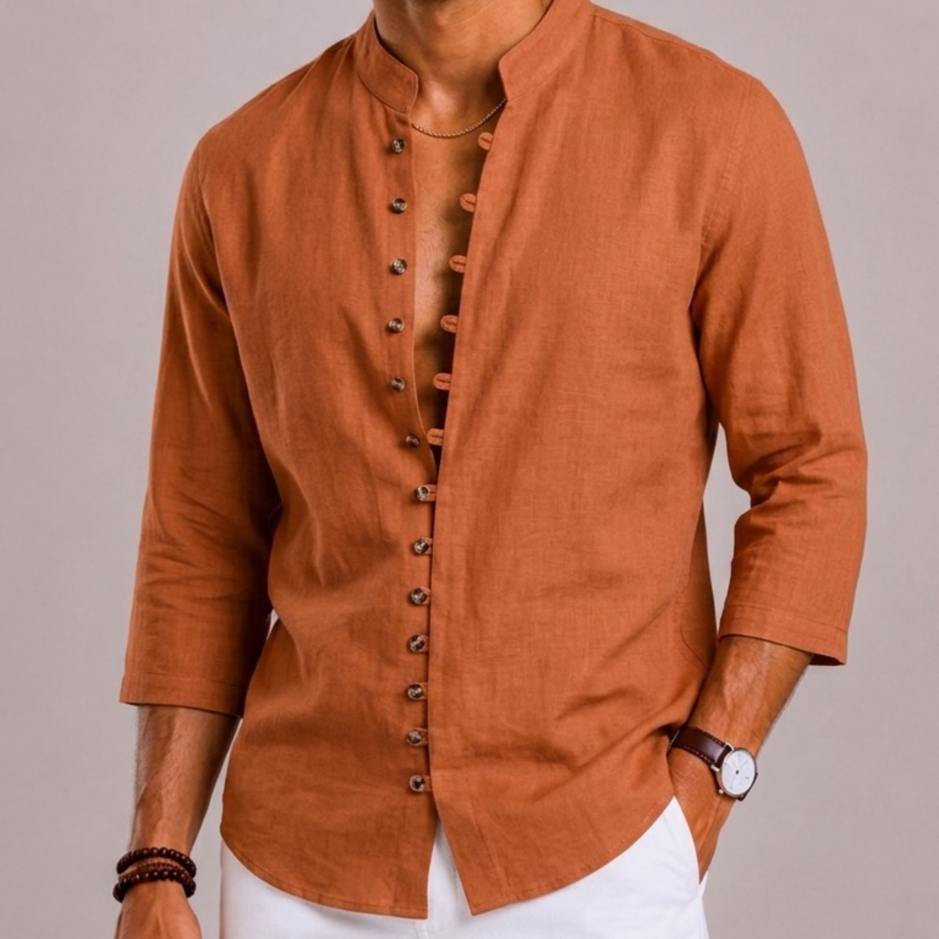 Maison Velutti | Camicia Con Colletto Coreano E Maniche Lunghe