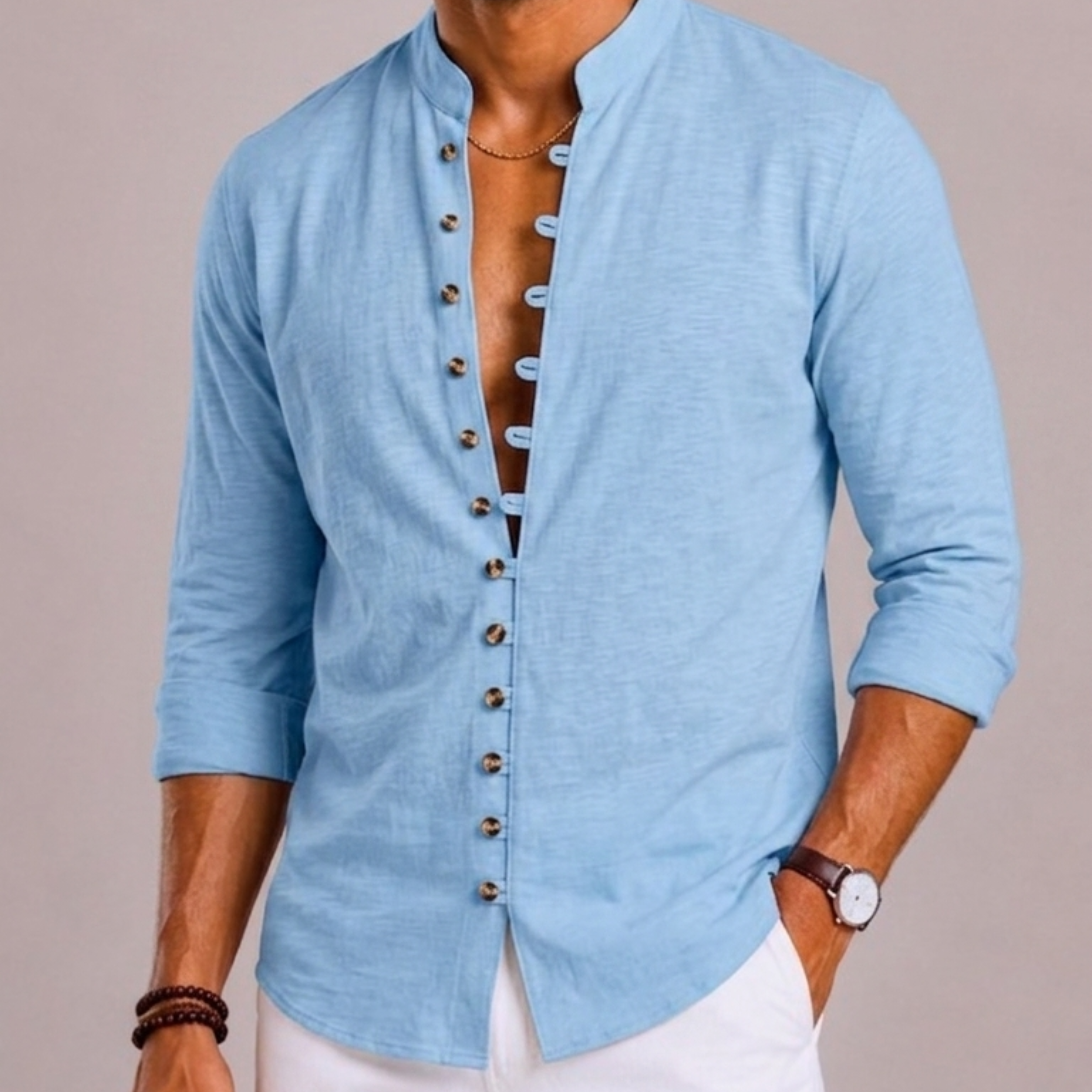 Maison Velutti | Camicia Con Colletto Coreano E Maniche Lunghe