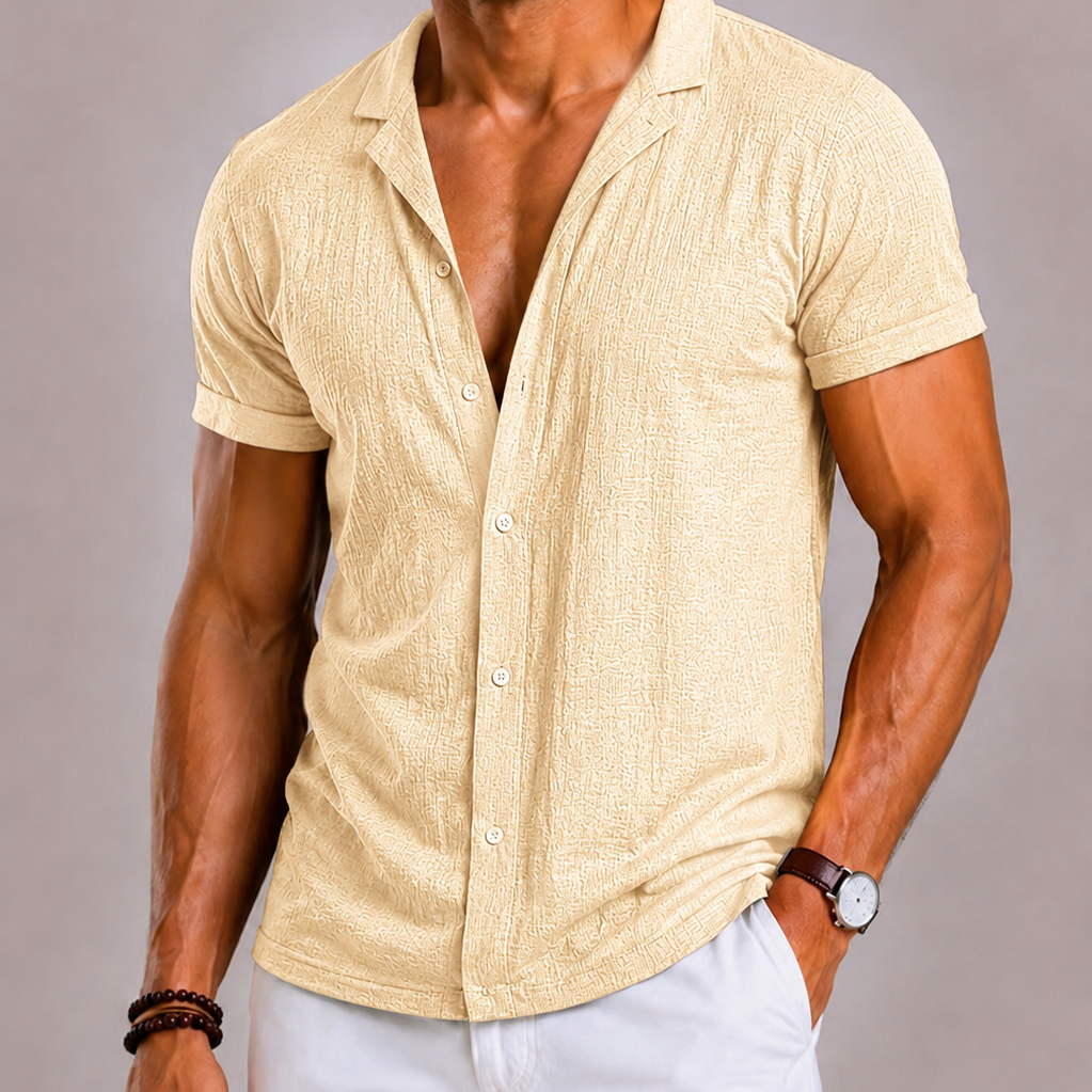Camicia Seersucker Con Maniche Corte