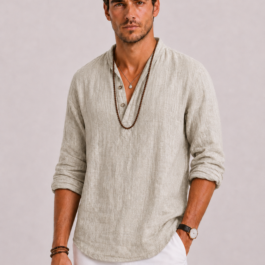 Maison Velutti | Camicia Casual con Collo Henley