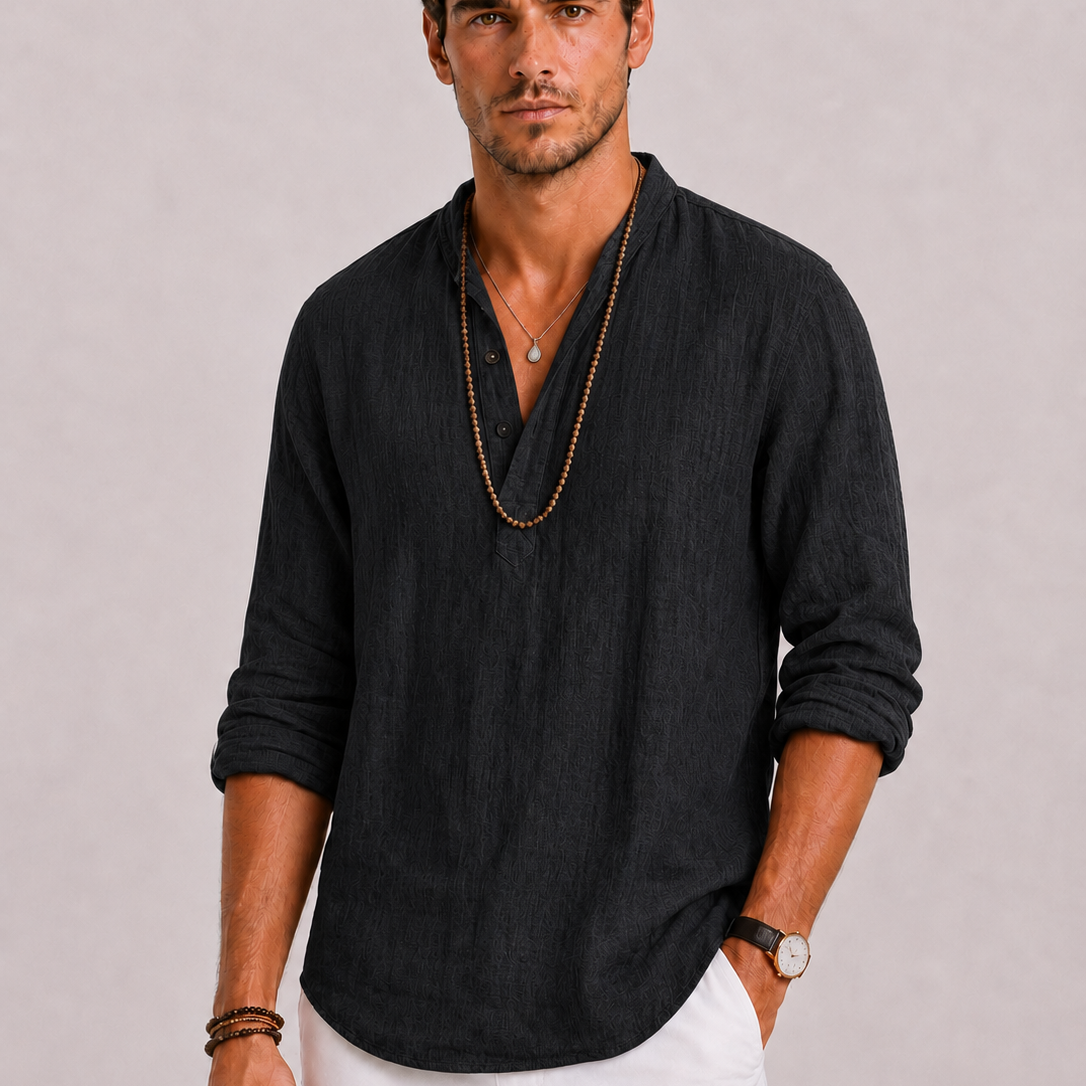 Maison Velutti | Camicia Casual con Collo Henley