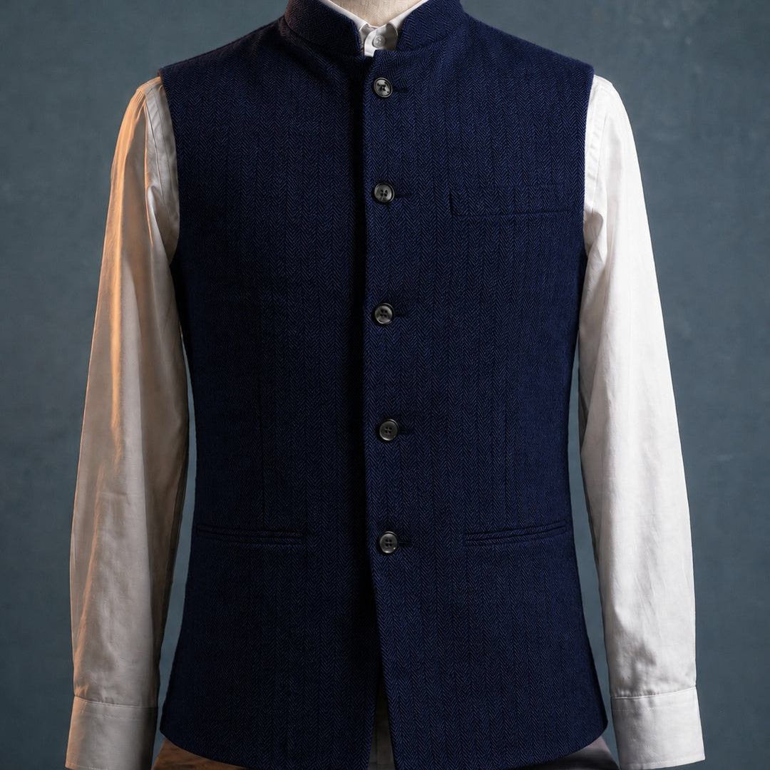 Gilet Con Colletto Coreano E Chiusura A Quattro Bottoni