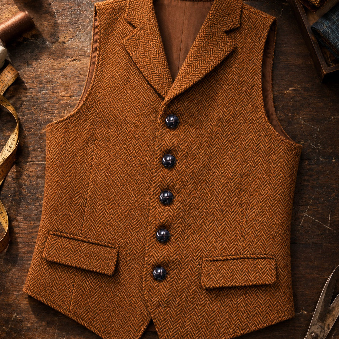 Giacca In Tweed Spigato Con Rever Classico