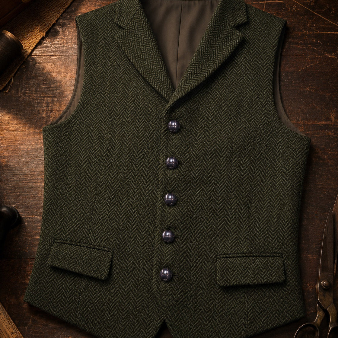 Giacca In Tweed Spigato Con Rever Classico
