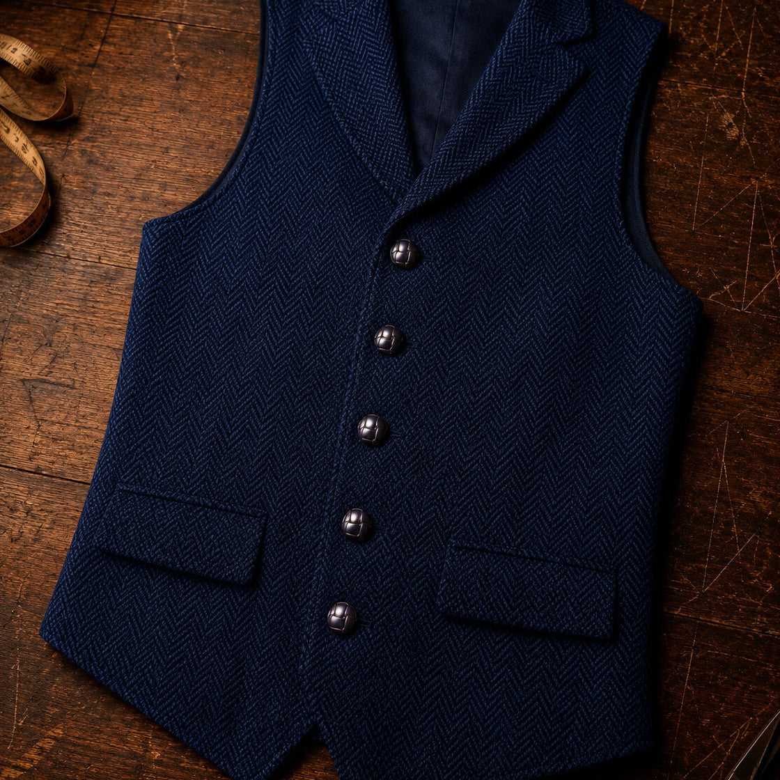 Giacca In Tweed Spigato Con Rever Classico