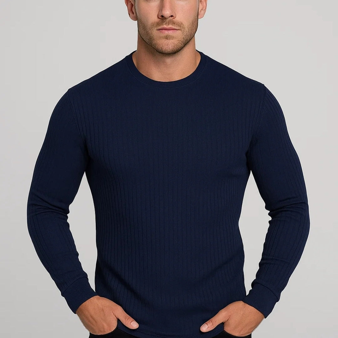 Maglia A Coste A Maniche Lunghe Con Girocollo