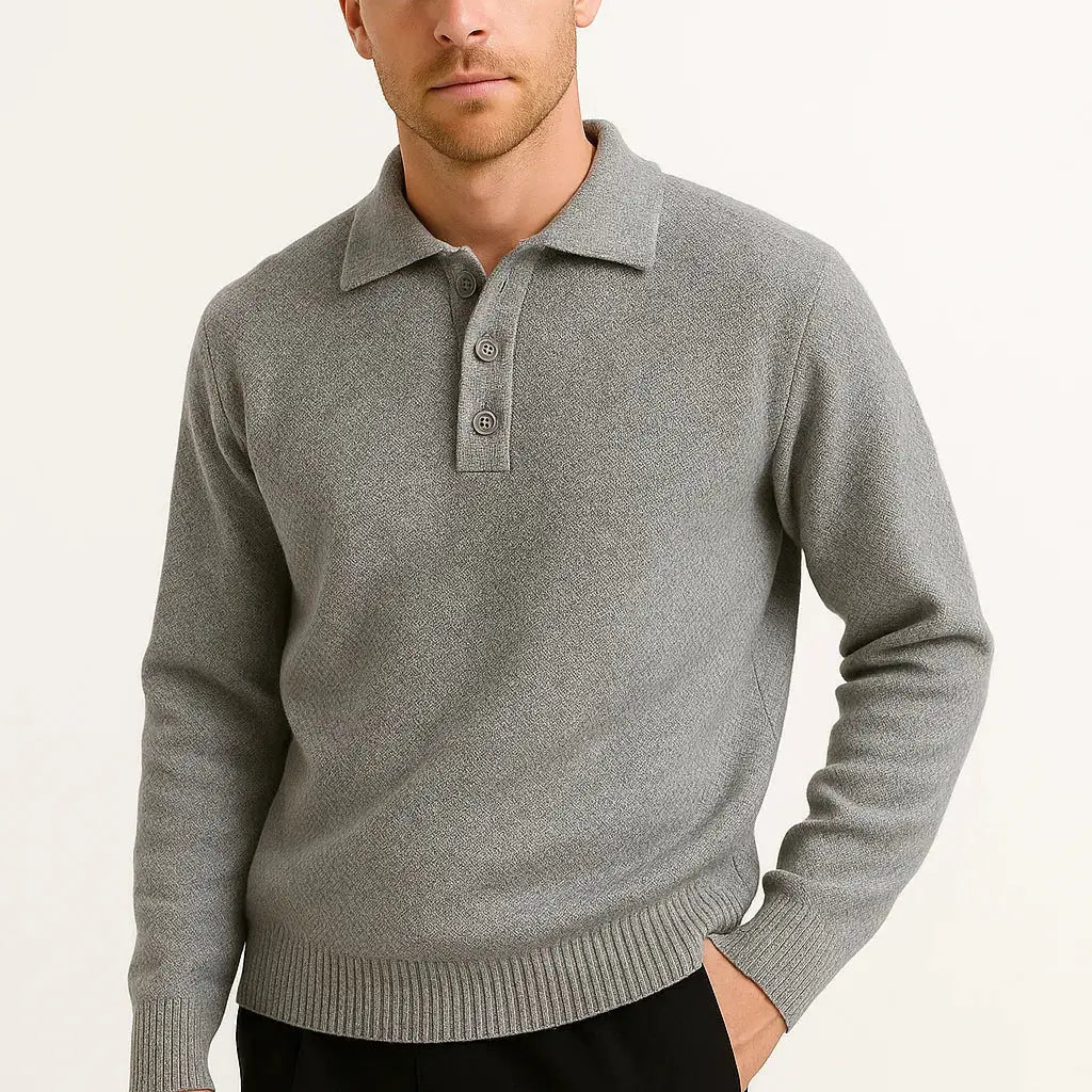 MAISON VELUTTI | COTTON BLEND POLO SWEATER FOR MEN