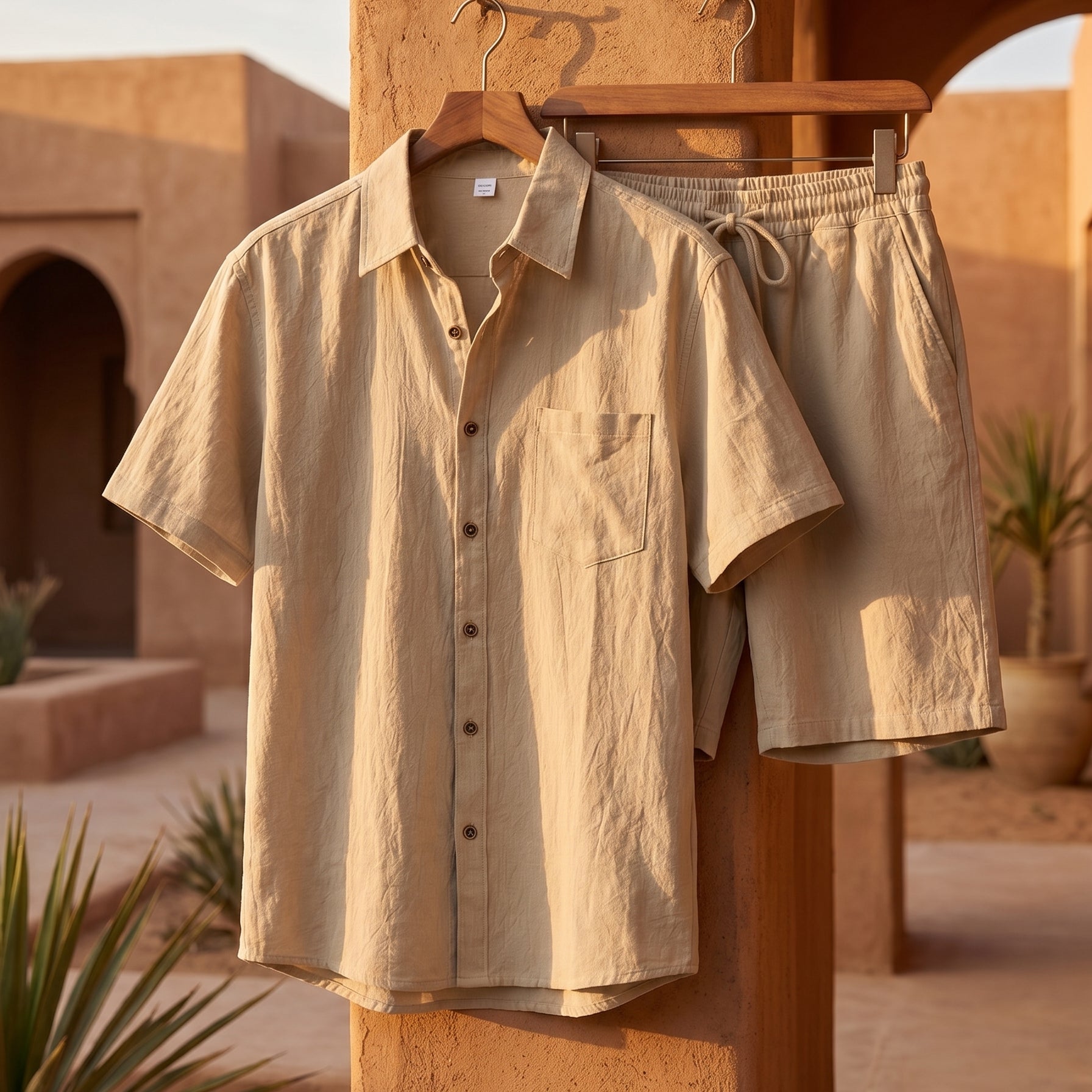 Set Estivo Con Camicia E Pantaloncini Testurizzati