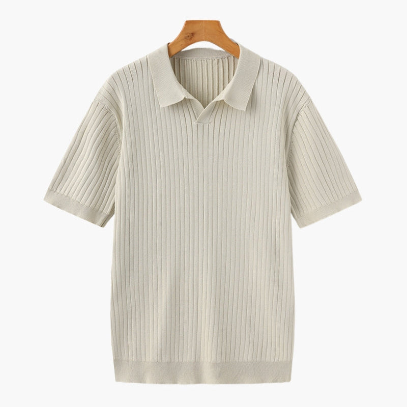 Polo In Maglia A Coste Con Colletto Classico