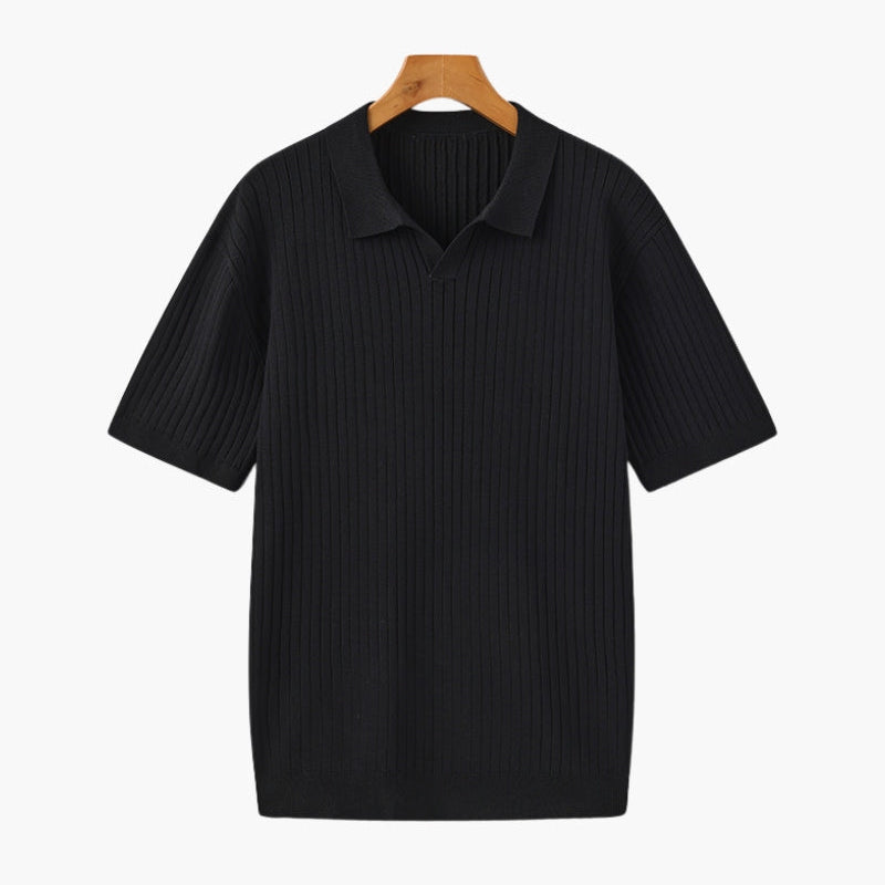 Polo In Maglia A Coste Con Colletto Classico