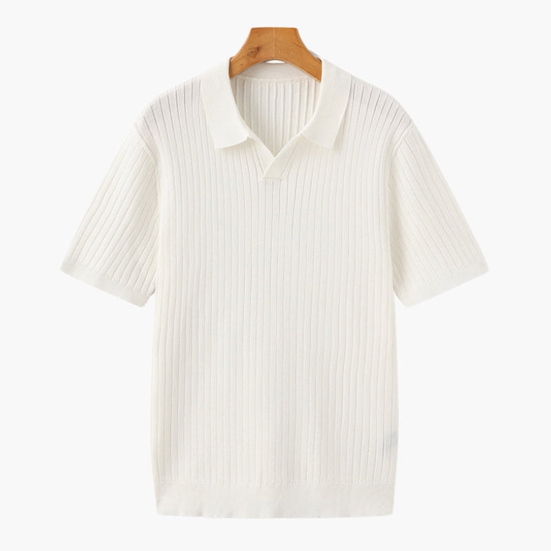 Polo In Maglia A Coste Con Colletto Classico