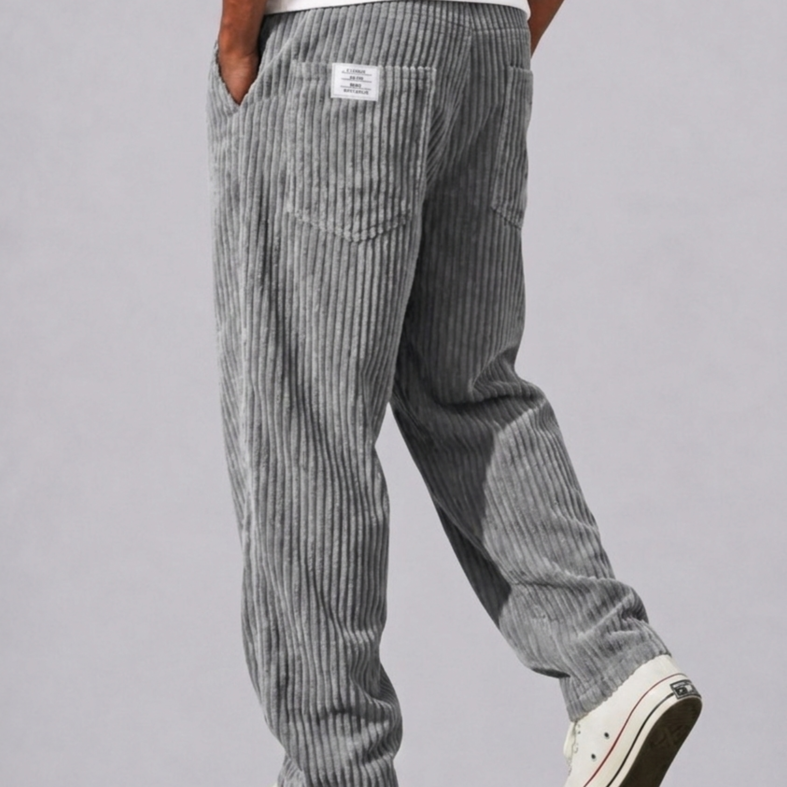 Pantaloni In Velluto A Coste Con Vita Elasticizzata