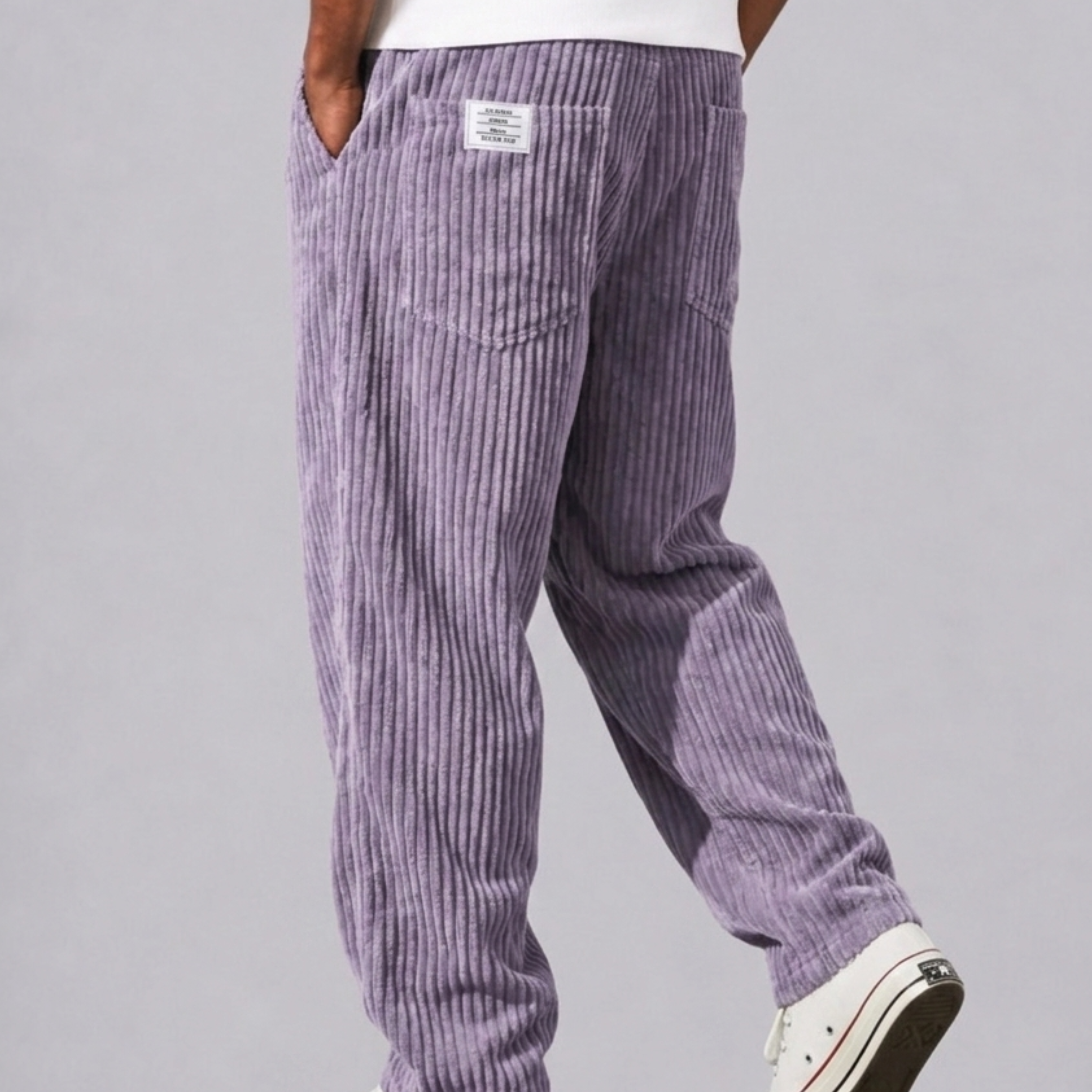 Pantaloni In Velluto A Coste Con Vita Elasticizzata