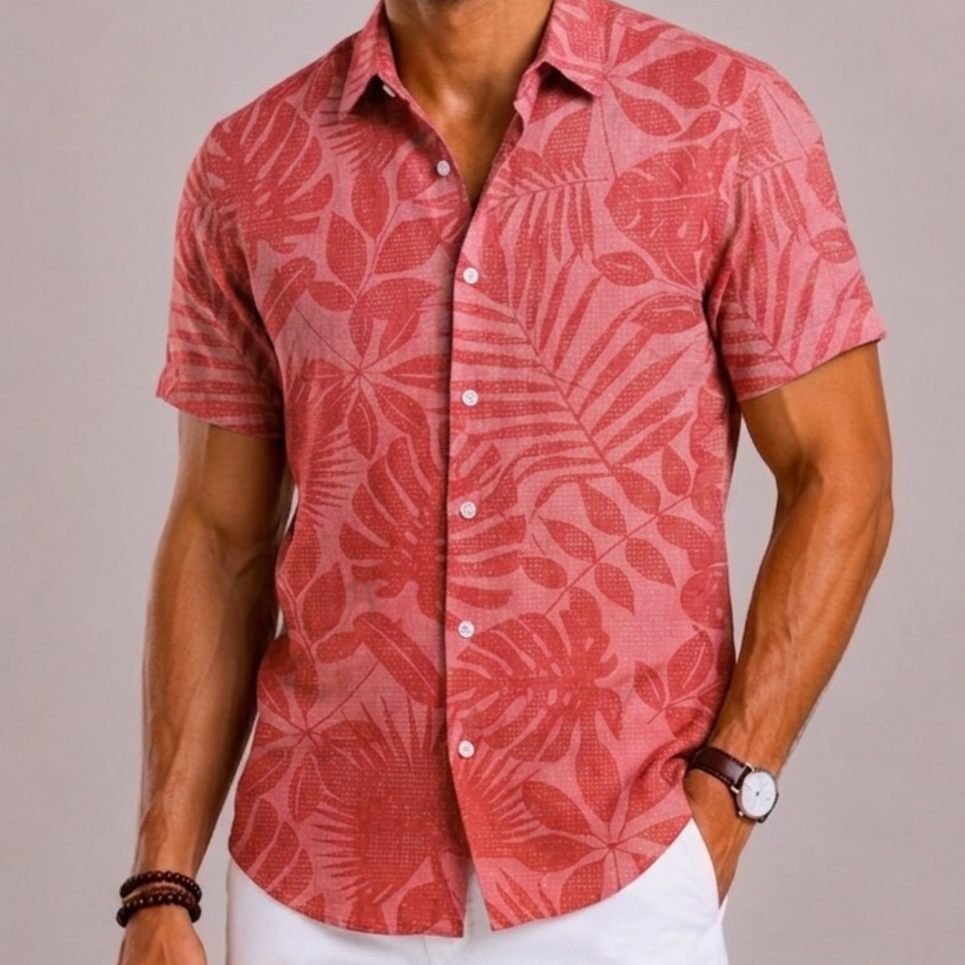 Maison Velutti | Camicia Tropicale Con Colletto Revers