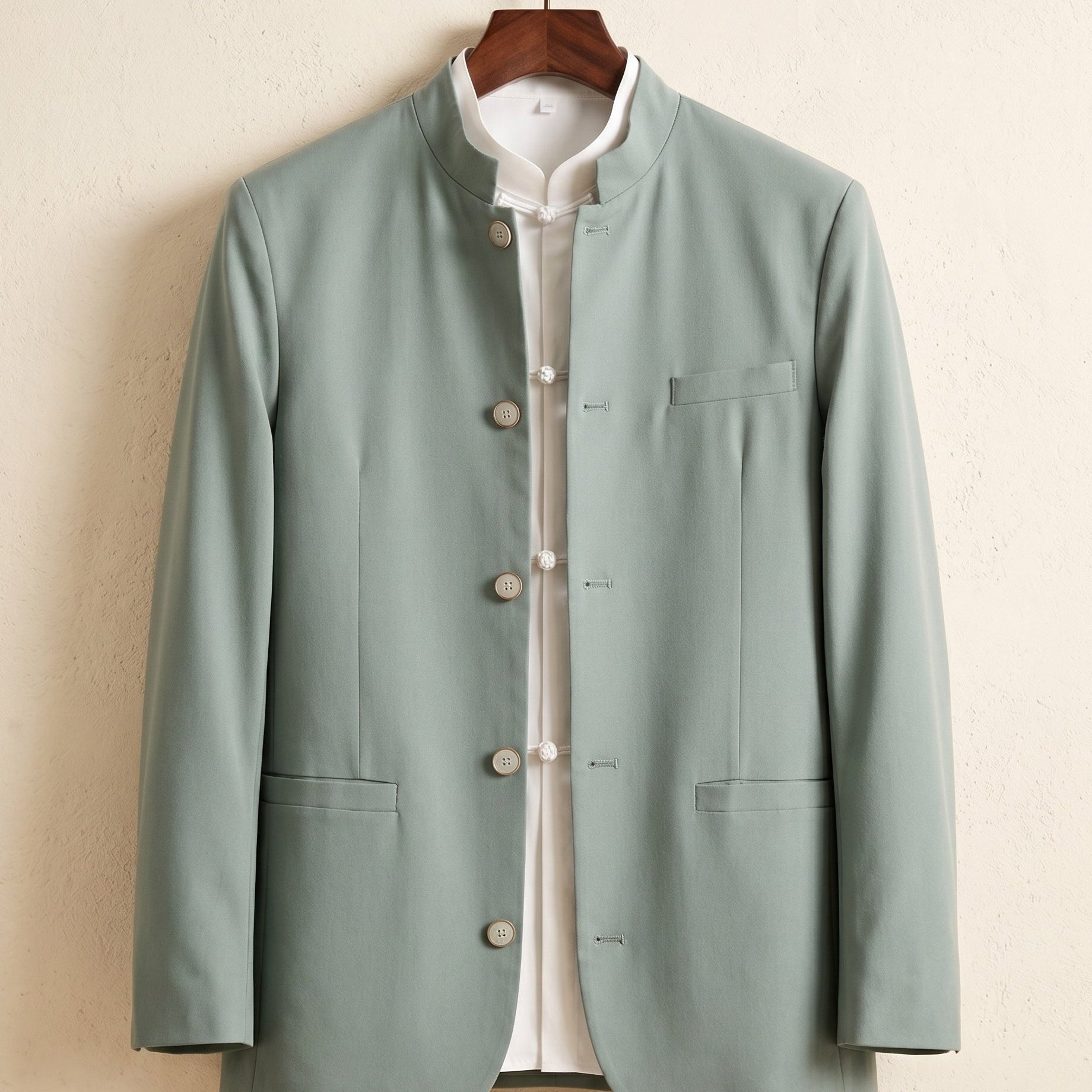 Gilet Con Colletto Coreano E Tasche A Filetto
