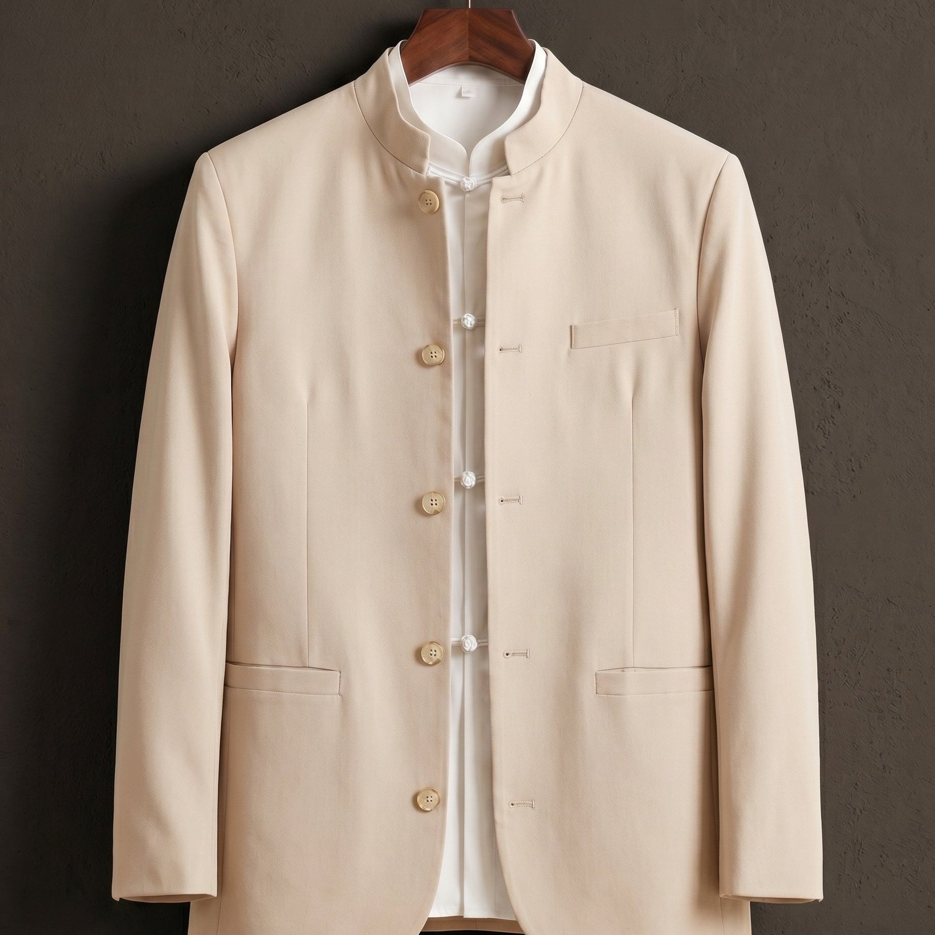 Gilet Con Colletto Coreano E Tasche A Filetto