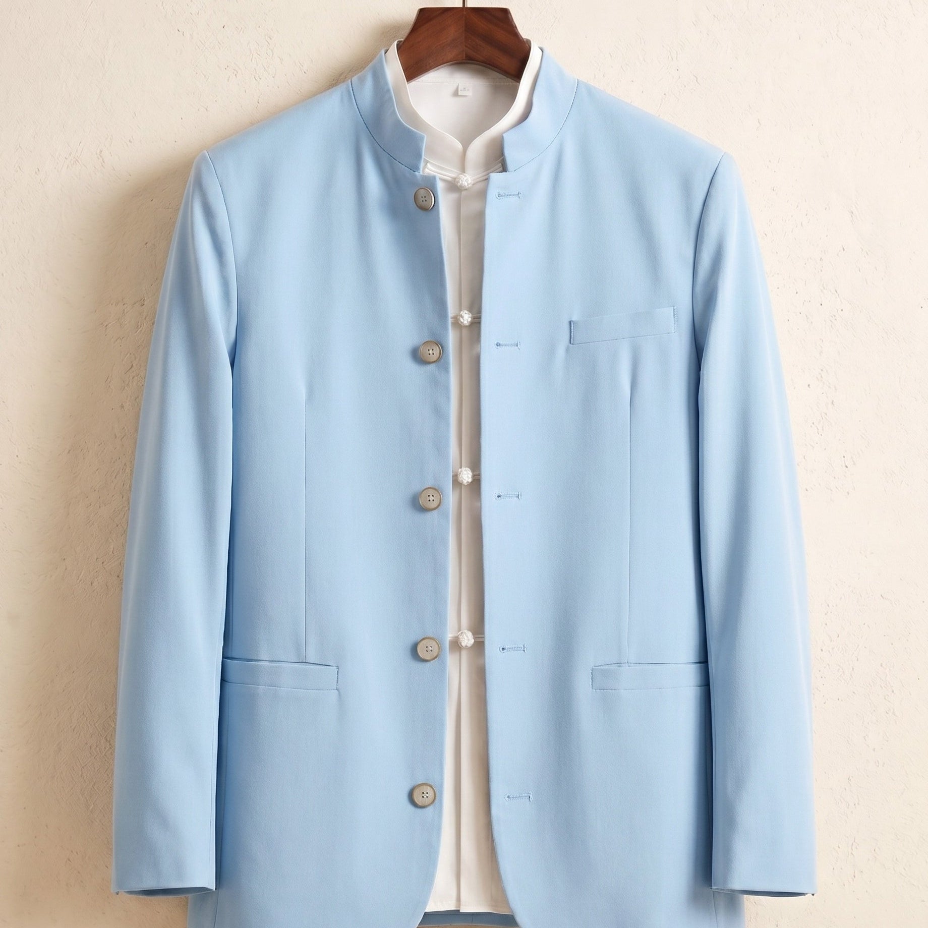 Gilet Con Colletto Coreano E Tasche A Filetto