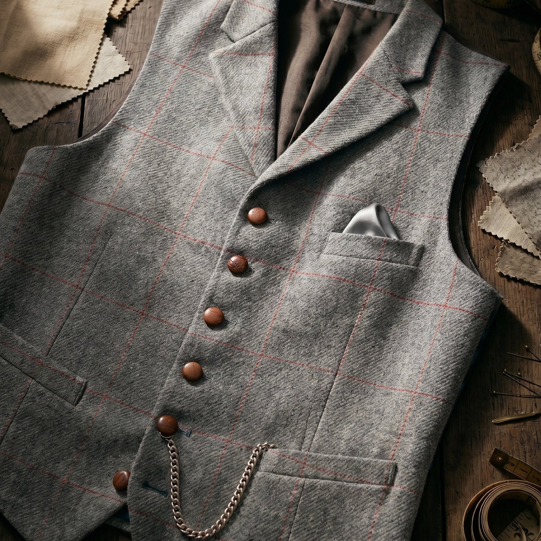 Gilet In Tweed Con Rever Classico E Chiusura A Bottoni