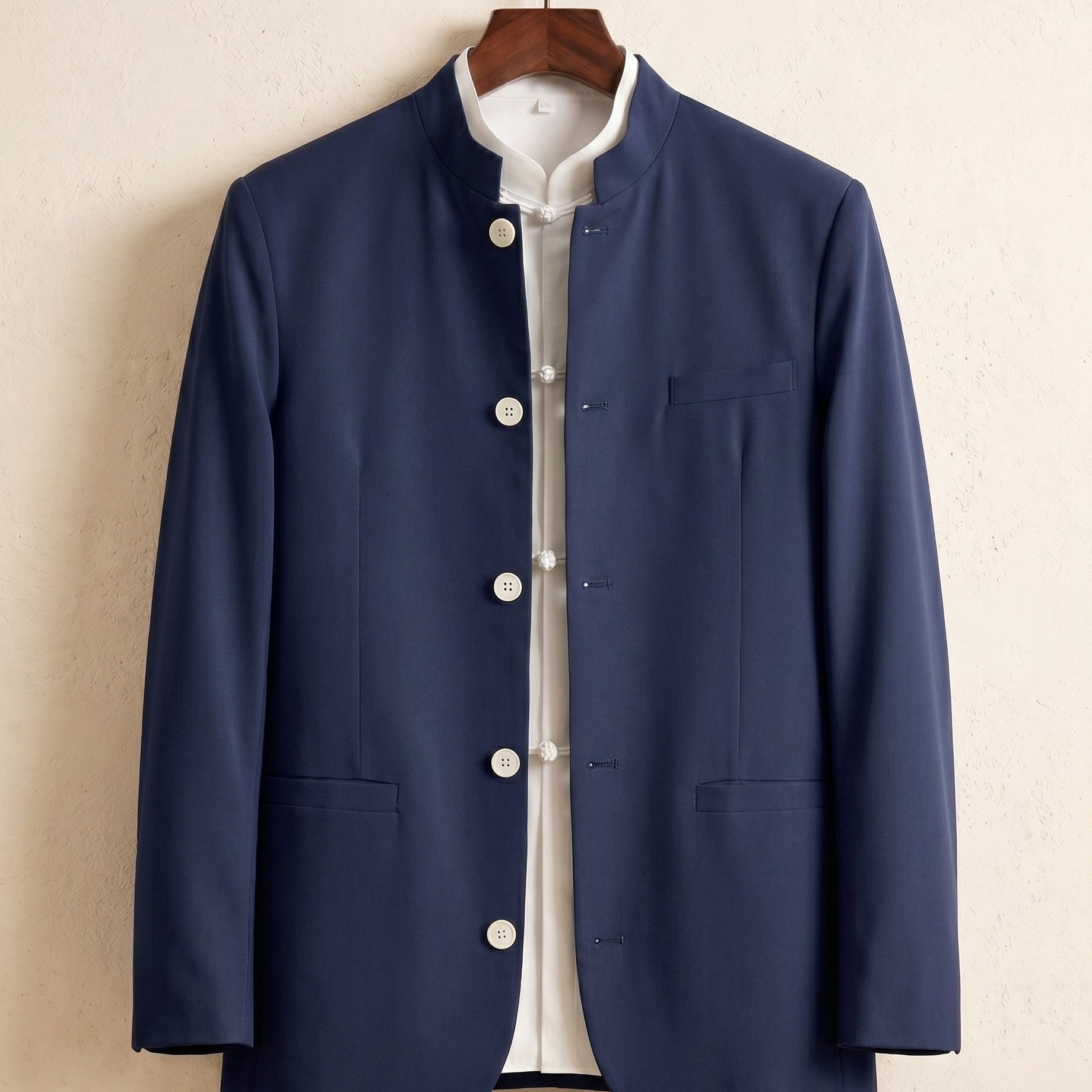Gilet Con Colletto Coreano E Tasche A Filetto