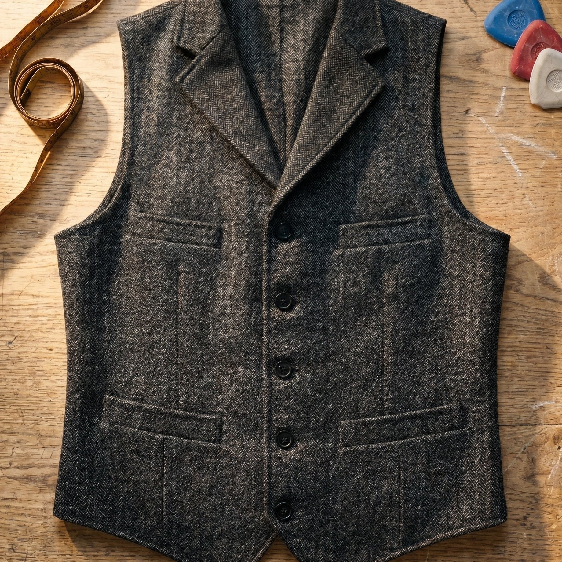 Giacca Utility Spigata Con Rever Classico E Quattro Tasche