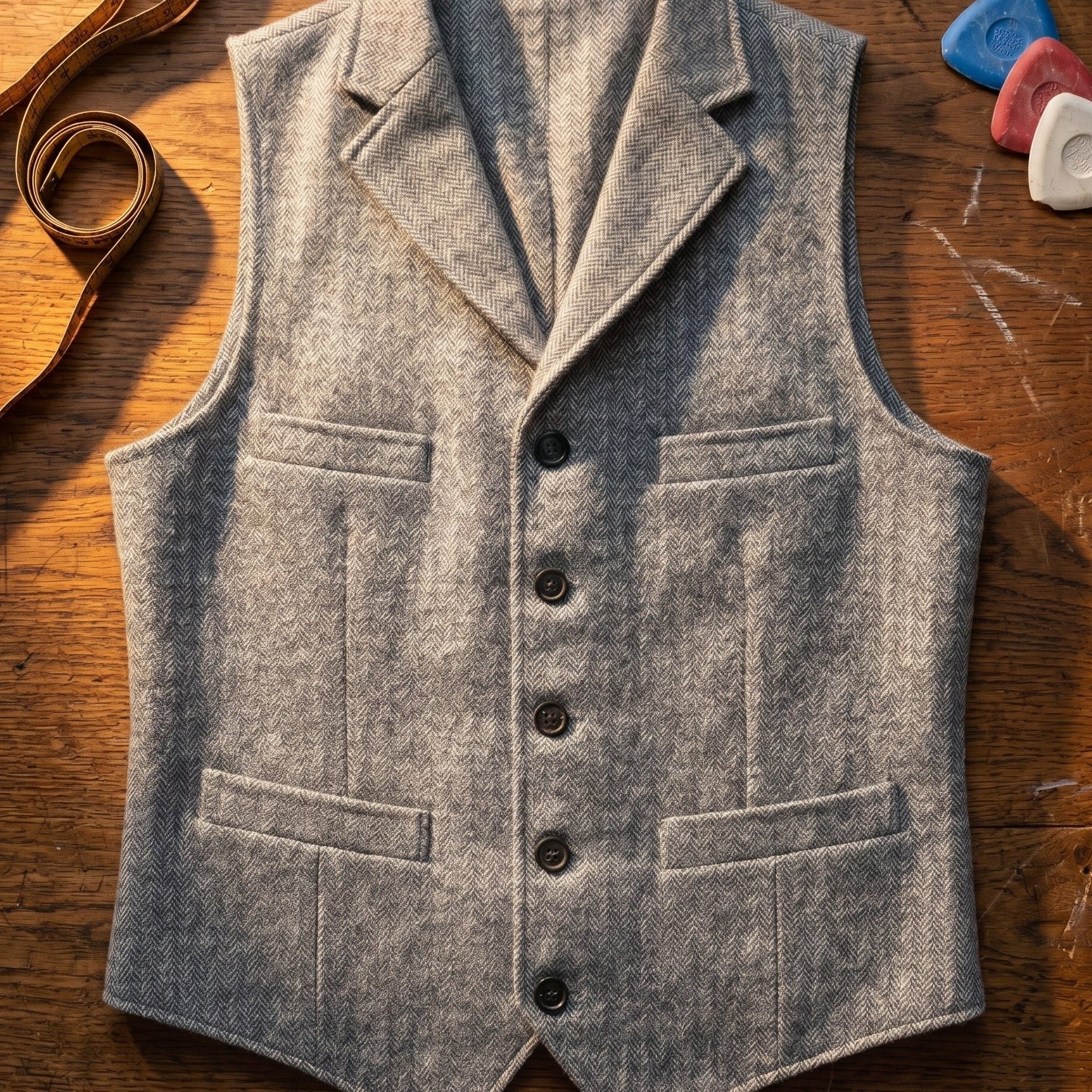 Giacca Utility Spigata Con Rever Classico E Quattro Tasche