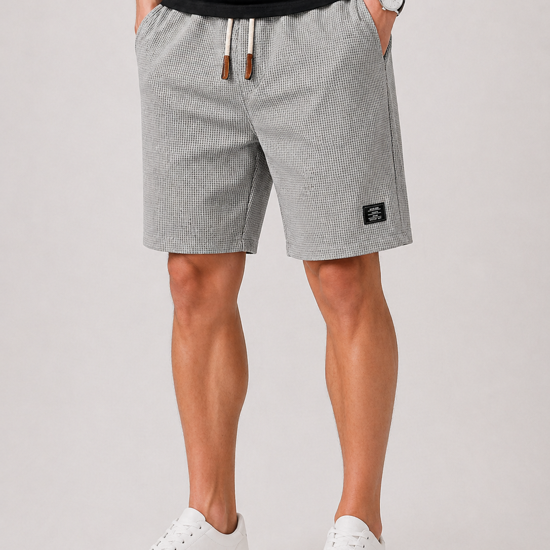 Pantaloncini Estivi Con Coulisse E Texture A Griglia