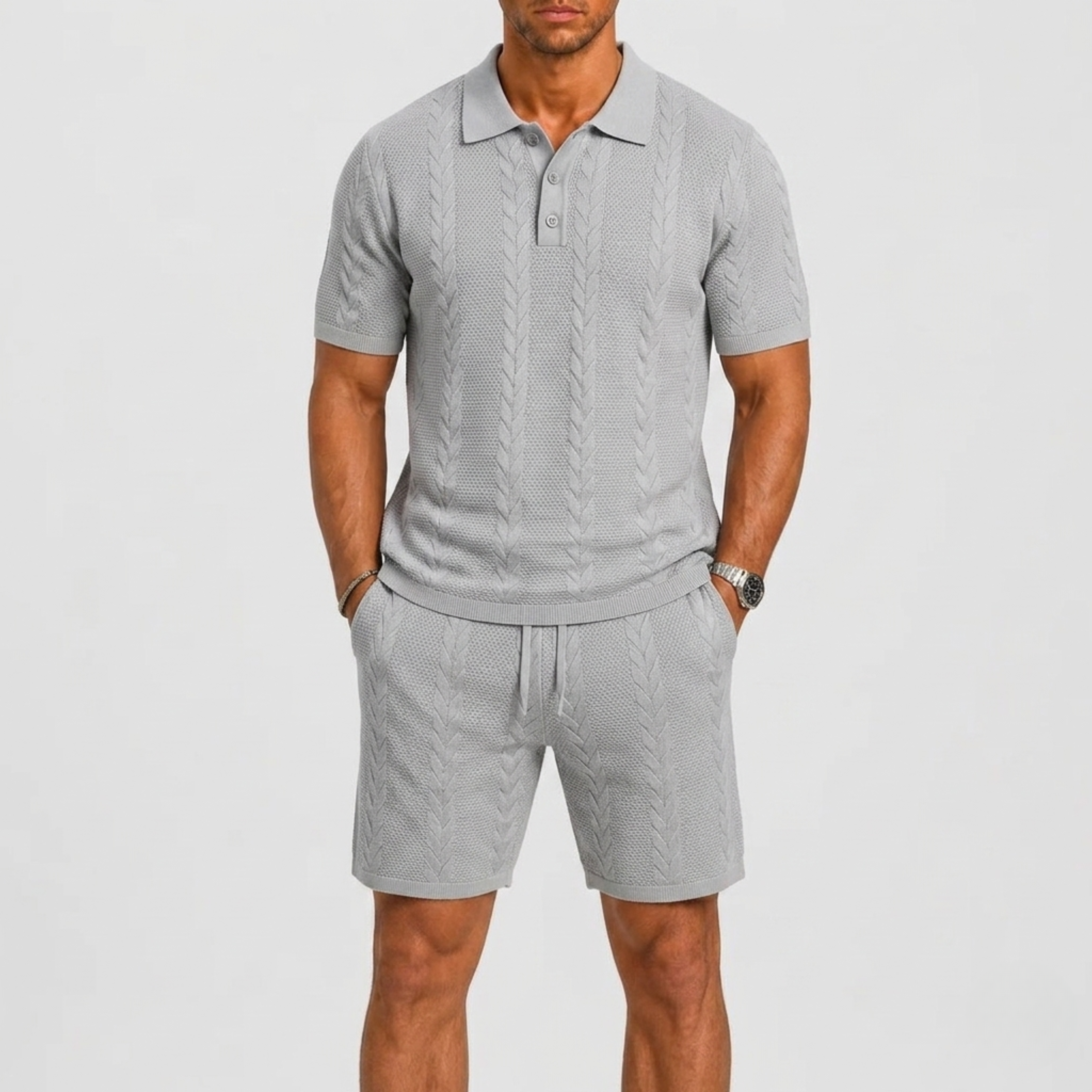 Set Con Polo E Pantaloncini Testurizzati