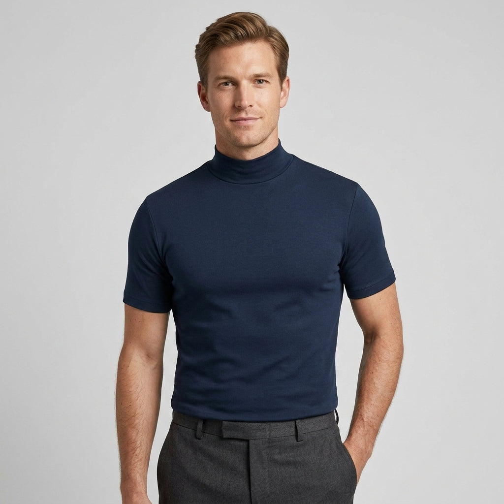 T-Shirt Con Collo Alto E Maniche Corte
