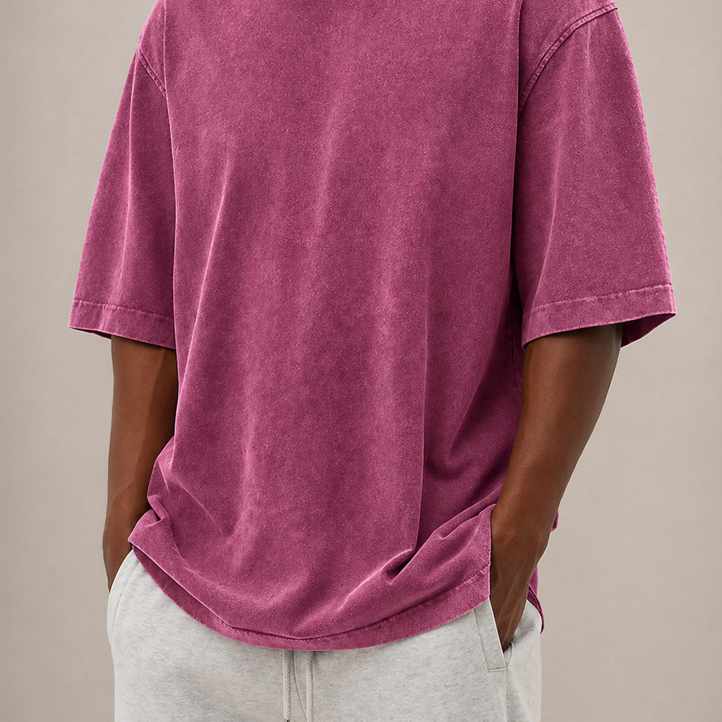 T-Shirt In Cotone Lavato Con Girocollo