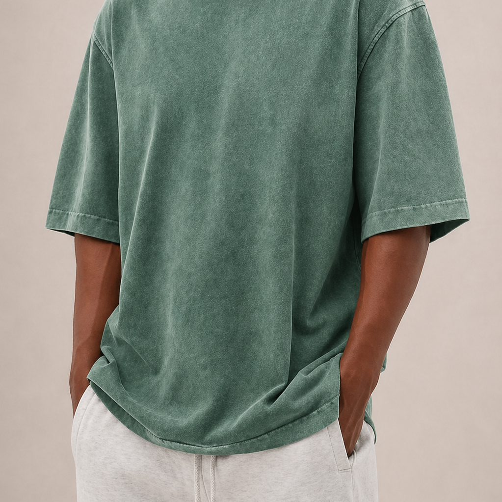 T-Shirt In Cotone Lavato Con Girocollo